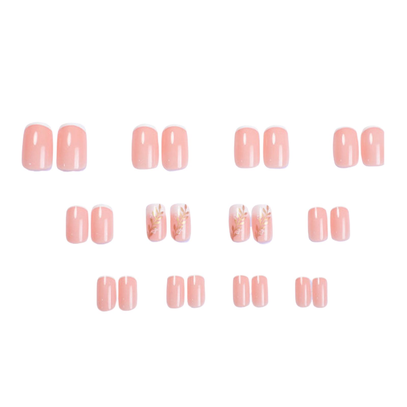 

24 шт. Белые накладные ногти с французским кончиком, короткие квадратные, акриловые ногти пшеничного цвета, простые, с полным покрытием, на клеевой основе