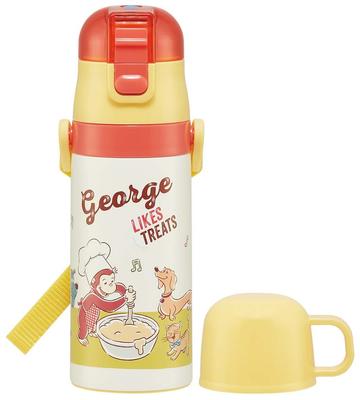 Water Bottle 350ml Curious George 23 for Children Direct Drinking Cup Drinking 2WAY with Cup Stainless Steel SKDC3-A