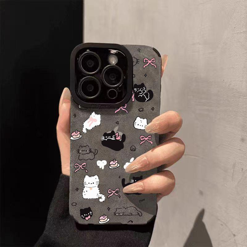 Full screen bow cat is suitable for Apple 17Pro new 15 flip fur iPhon16promax anti-drop fine hole