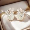 Stylish Portable Imitation Pearls Earrings Geometric Floral Design Perfect For Daily Wear And Special Occasions