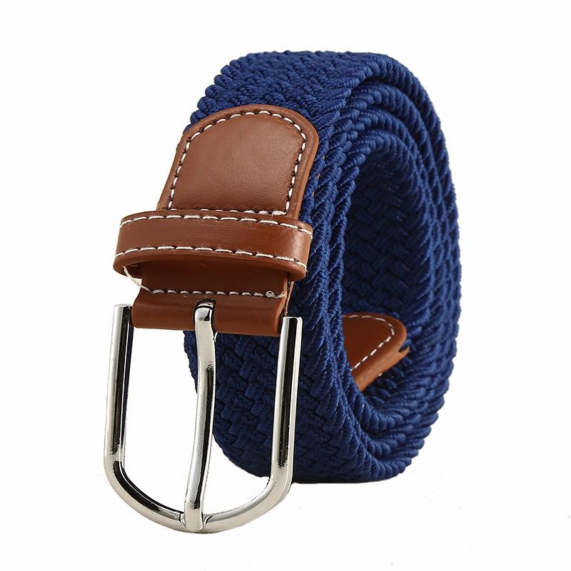 Casual Pants With Student Blue Canvas Men'S And Women'S Woven Belt No Need To Punch Elastic Elastic Belt