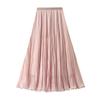 Women's Pleated Ruffle Tiered Skirt Midi Long Skirts Elastic High Waisted A Line Skirts for Women Casual Flowy Swing Spring Fall Skirt Travel Outfit
