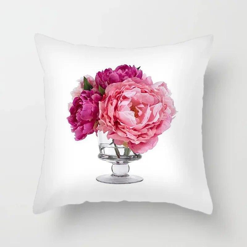 45X45CM Beautiful Flower Peach Skin Pillowcase Living Room Sofa Office Seat Lumbar Cushion Car  Cover Home Decoration