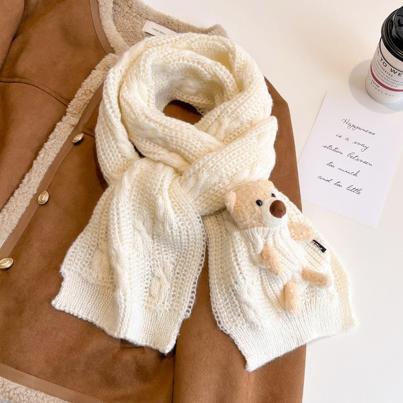 New bear purple scarf women's winter fashion thickened warm knitted scarf student shawl