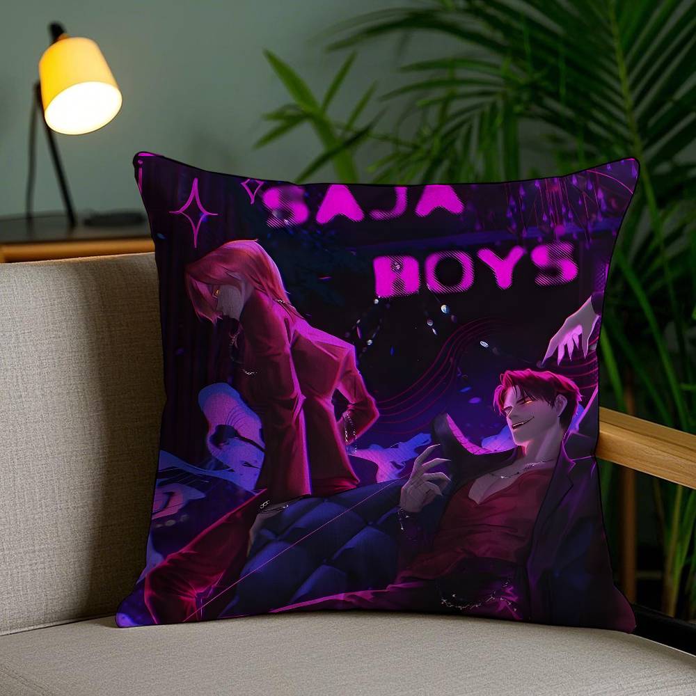 Saja Boys-S K-Pop Demon Hunters-H Anime Movie Pillow Case Anti-Dustmite Pillowcase Invisible Zipper Silky Short Plush Sofa