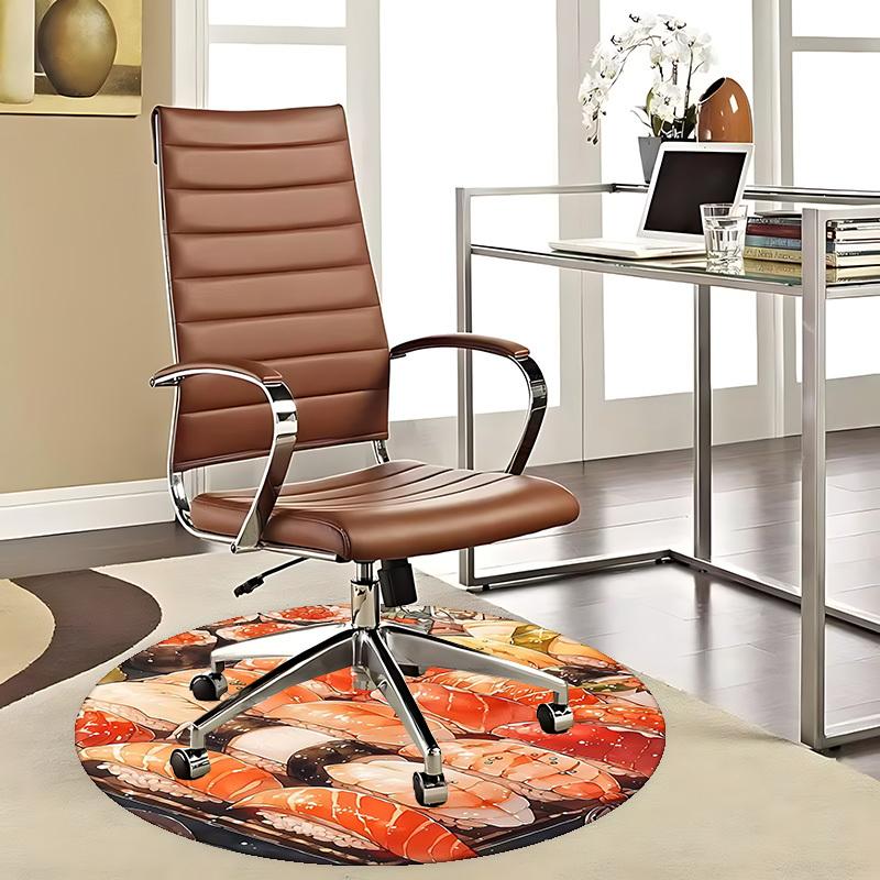 1pc Anime Design Sushi Roll Round Carpet Office Chair Mat, Non Slip Rug for Home Decor, Living Room, Bedroom, Game Room, Gift