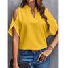 QICED Women's Fashion Casual Short Sleeve V-Neck  Blouses & Shirts