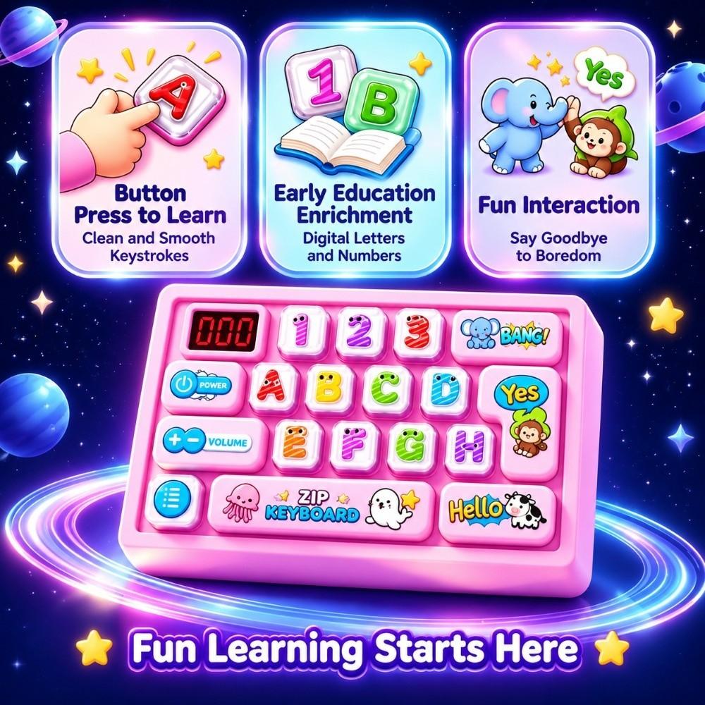 Cartoon Keys Mini Fidget Keyboard Toy Stress Relief Decompression Keyboard Educational Learning