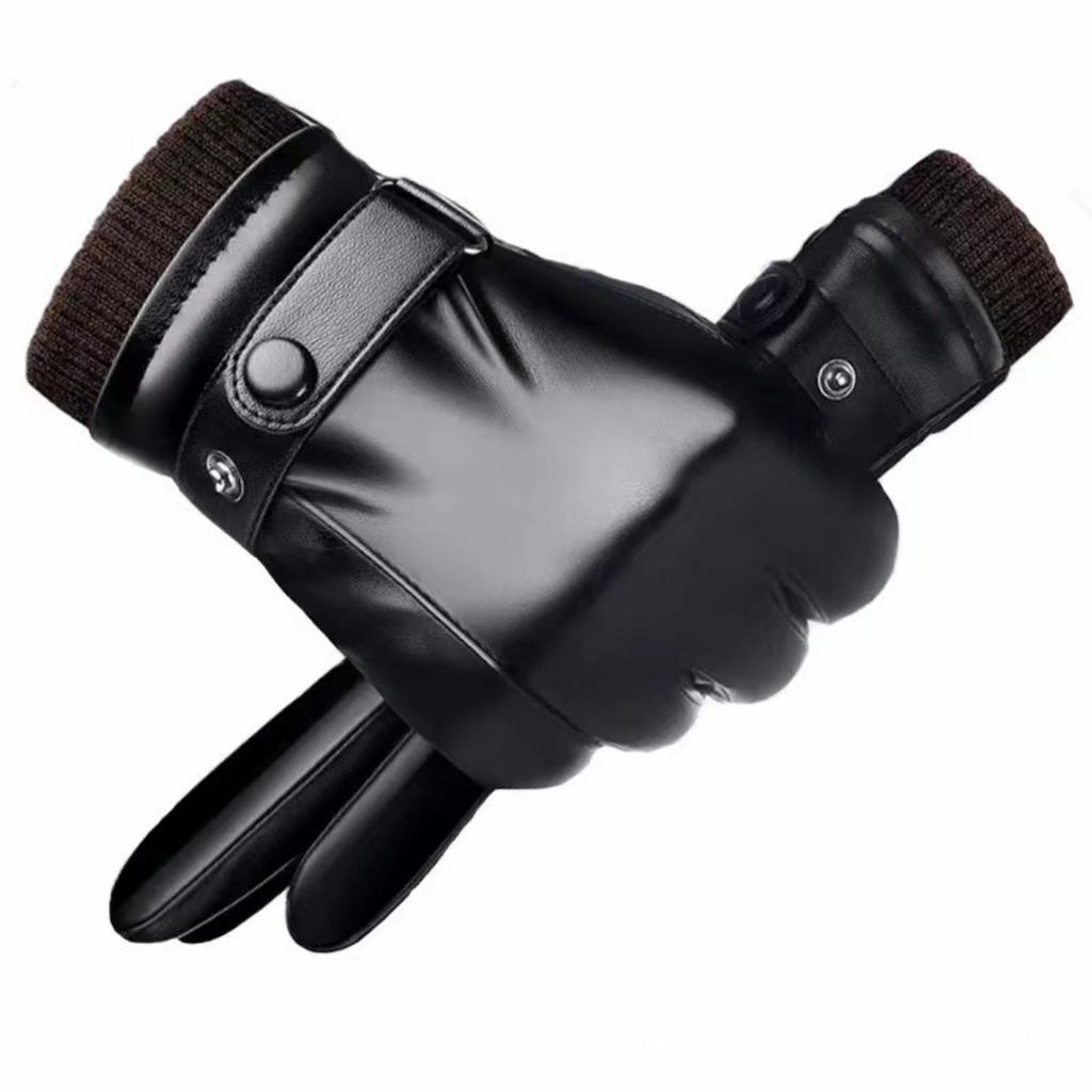 Men's and Women's Touch Screen Leather Gloves Are Warm, Waterproof, Windproof, and Thickened with Fleece for Outdoor Motorcycle Riding In Winter