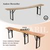 Foldable beer tent set 177 cm, 3-piece: 1 folding table + 2 beer benches, weatherproof solid pine, space-saving, beer table set festival tent garden