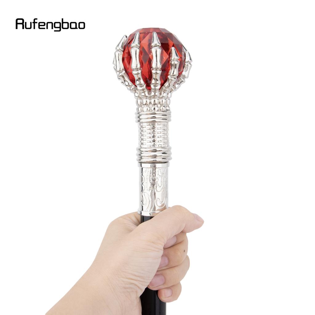 Red Glass Ball White Steampunk Cane Fashion Decorative Stick Gentleman Luxury Crosier Knob White Walking Stick 93cm