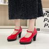Women's High Heels Thick-soled Waterproof Platform Thick-heeled Leather Shoes Work Shoes
