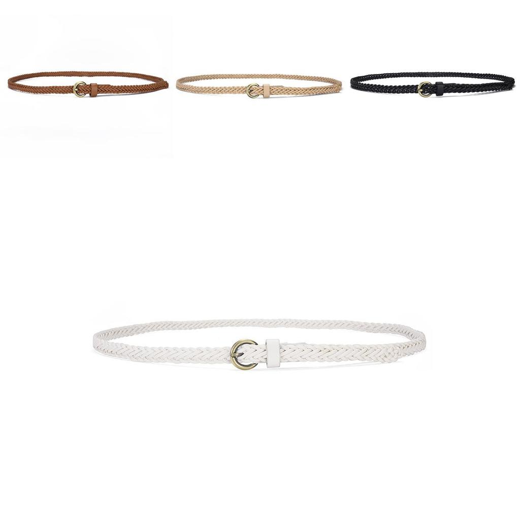 Womens Trendsetting Fine Woven Waist Belt In Classic Colors With Unique Buckle Bronze