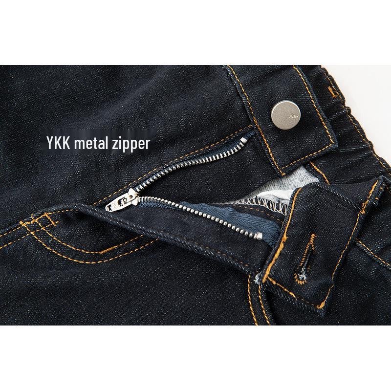 Women's Fleece-Lined Elastic Waist Denim Pants, Curved Loose Fit, Stretchy & Drapey, Autumn/Winter 2025.