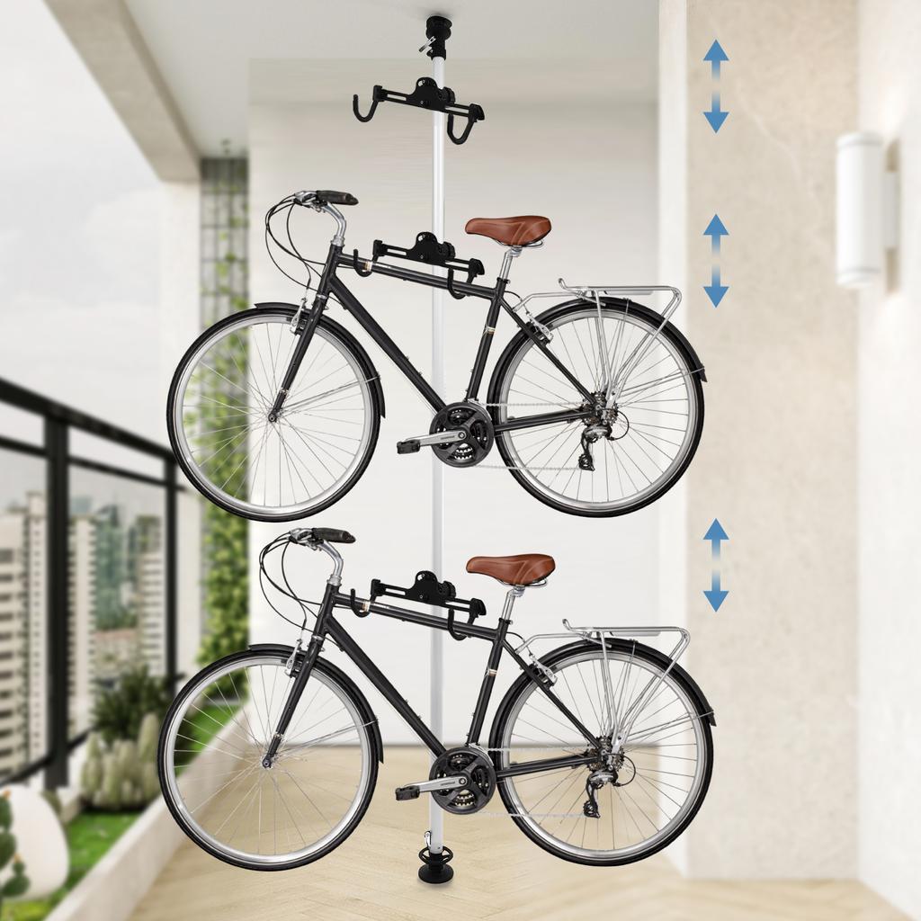 4m 3 Bike Aluminum Storage Rack,Black White Vertical Bracket Floor Mount Height Adjustment for Bicycles