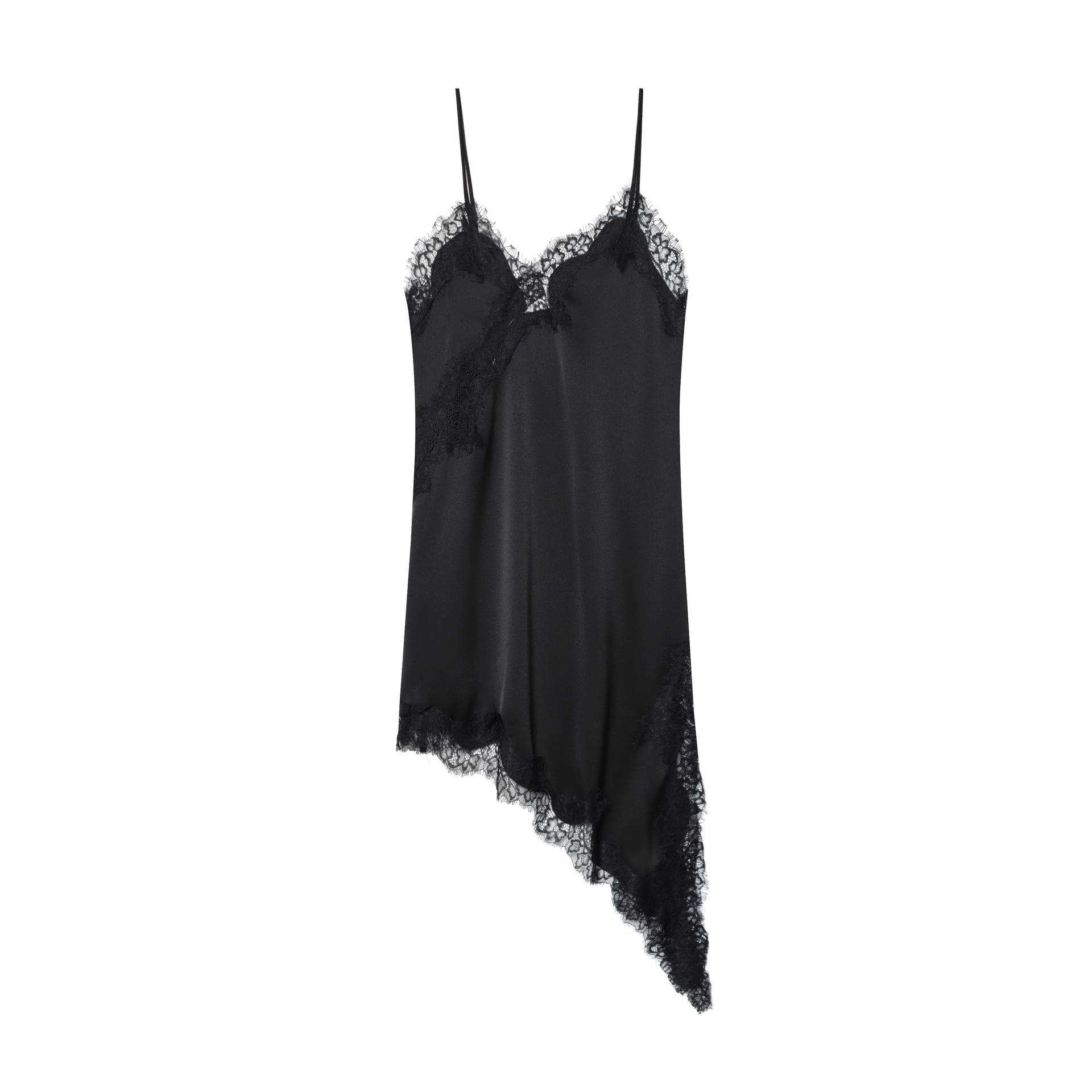 European & American Women s Fashionable Lace Asymmetrical Dress Large чёрный