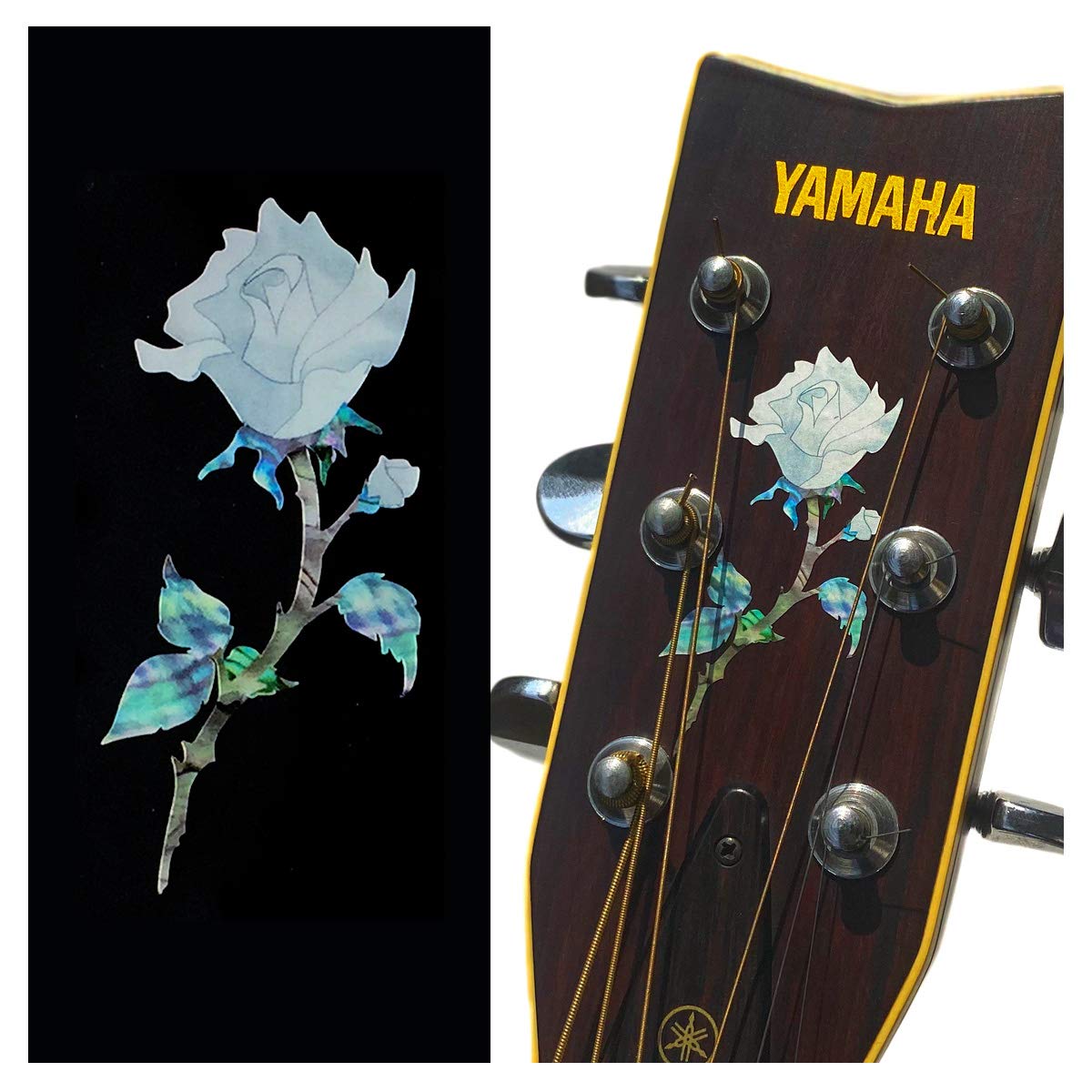 

Guitar head inlay sticker single rose rose
