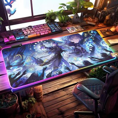 Flins Genshin Impac Mouse Pad RGB Gaming Mouse Pad Desk Mat HD Gamer Large LED Light XXL MousePads