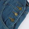 Women's Fashion Solid V-Neck Button Pocket Wash Denim Adjustable Strap Jumpsuit