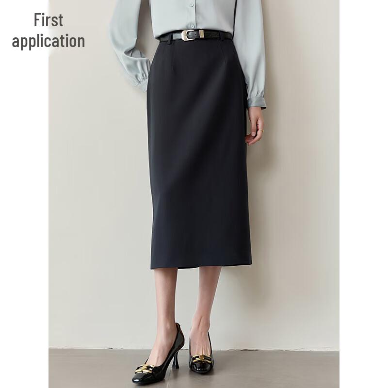 Women s Fashion Belted A-line Midi Skirt L