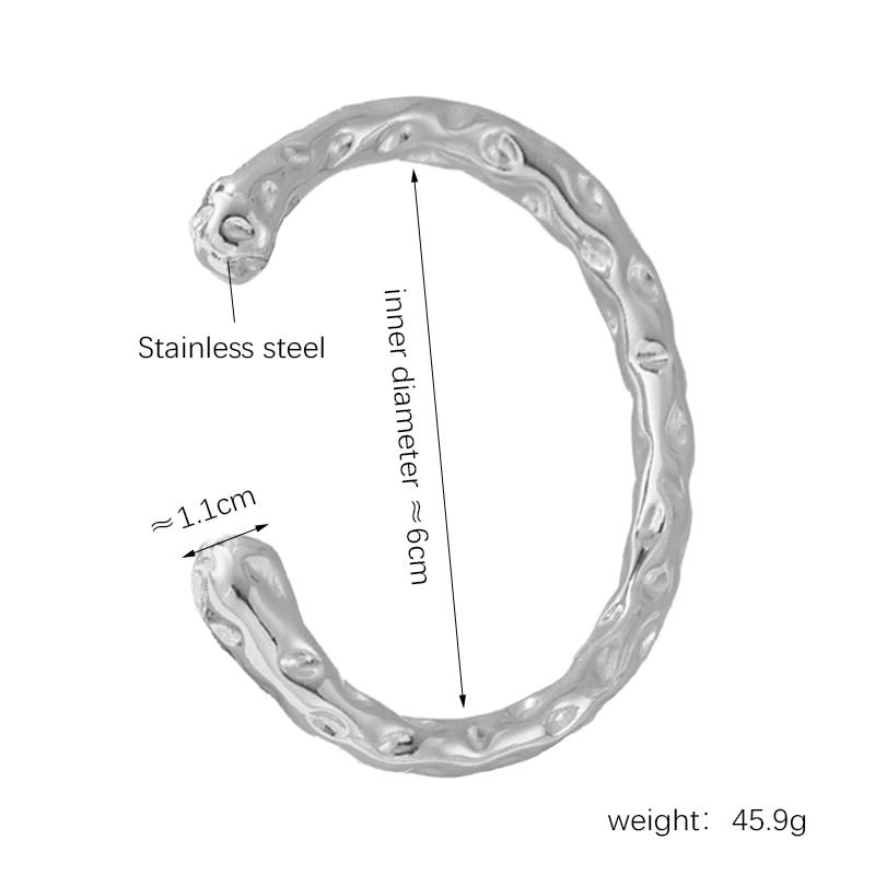 316L Stainless Steel Bracelet Bangles For Women 18K Gold Plated No Tarnish Natural Bumpy Texture Women's Bracelets Cuff Bangle