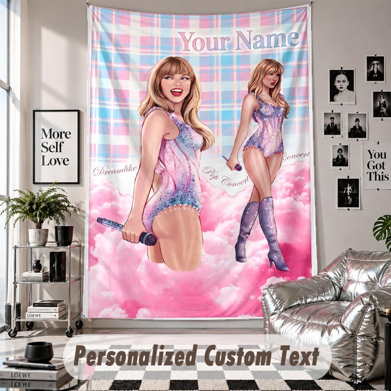 Wall Hanging Tapestry With Custom Name & Text, Taylor Swift Decorative Tapestry For Bedroom