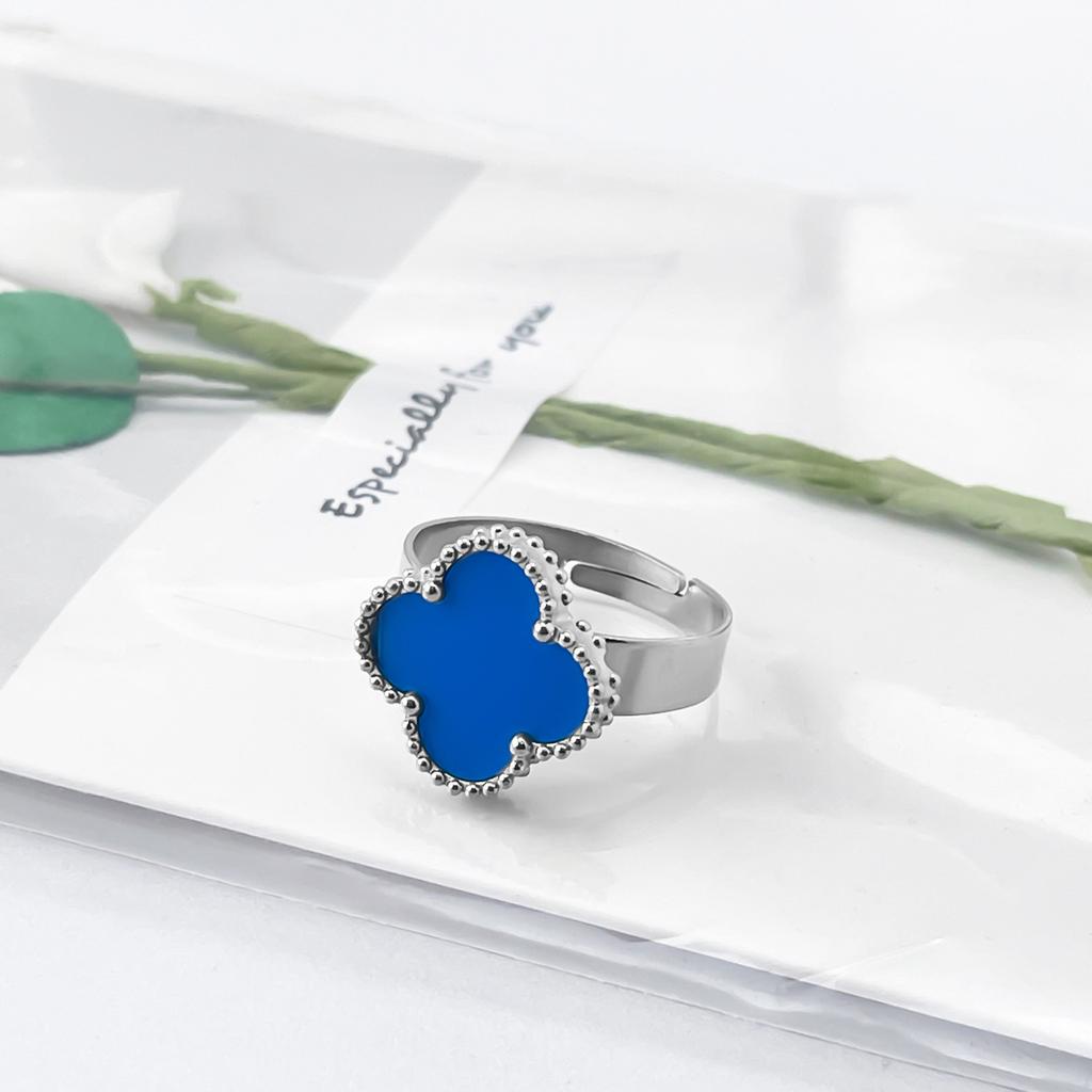 New 15mm Large Fashion Clover Ring Adjustable Opening Ring Simple Personalized Ring