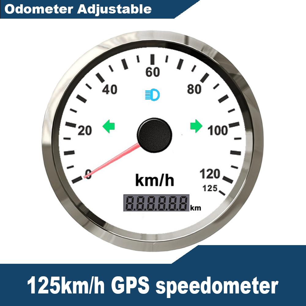 Waterproof 85mm GPS Speedometer 0-125 MPH 0-160 MPH 0-200 MPH for Snowmobile Motorcycle ATV UTV Total Mileage Adjustable 12V 24V