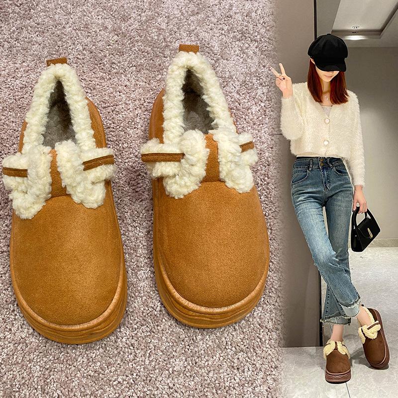 New Thick-soled Velvet Warm Outer Wear Cotton Shoes Fluffy Shoes Women's Winter Fashion Retro Indoor Home Cotton Shoes