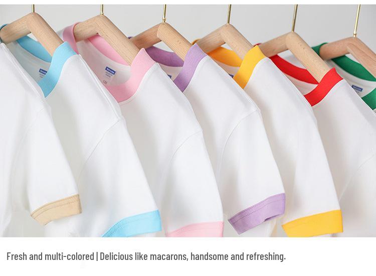 Children's Summer Color Block Short Sleeve T-shirt - Unisex Casual Fashion for Kindergarten Activities