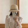 PU Leather Belt Women Sunscreen Hats Wide Brim Outdoor Straw Hats Korean Summer Bucket Hats  Girls