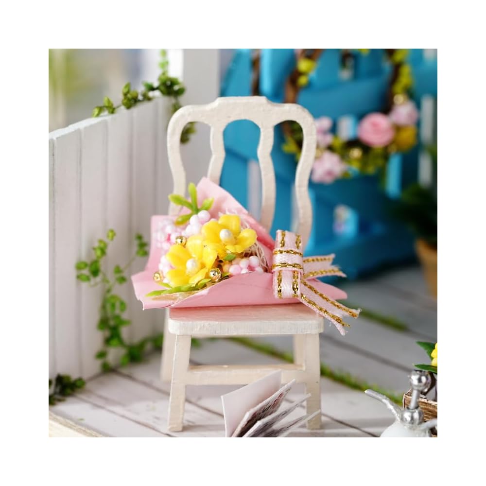 DIY Miniature Dollhouse Kit Garden Corner with LED Light and Dust Cover 3D Puzzle Home Decor for Beginners