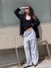 Elssibeui Embroidery Wide Sweat Pants_Gray