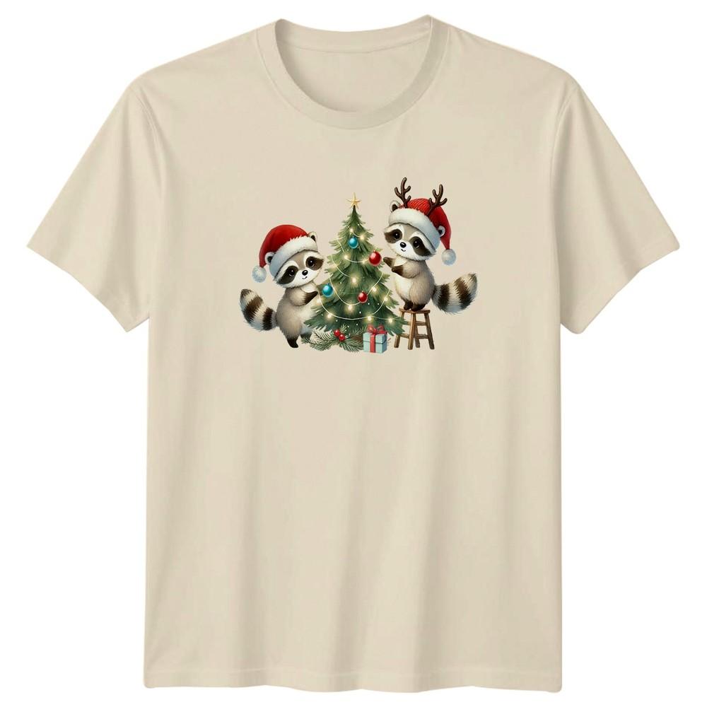 Raccoons Christmas Tree Decorating Holiday Unisexs TShirt Unisex Graphic Tee Unisex