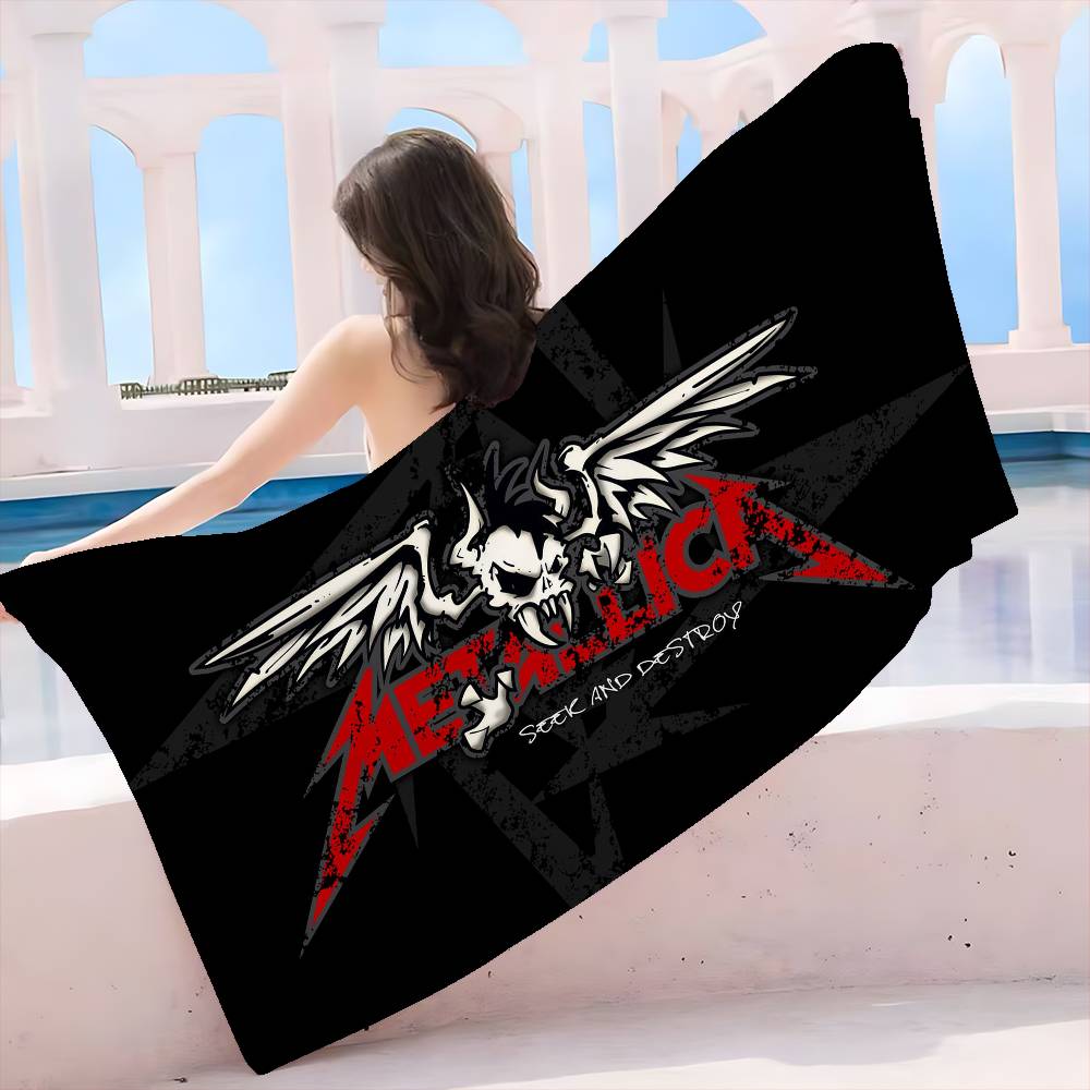 Retro Popular M-metallicaS Band Microfiber Printed Beach Towel Mountain Climbing Yoga Beach Swimming Running Absorbent Towel