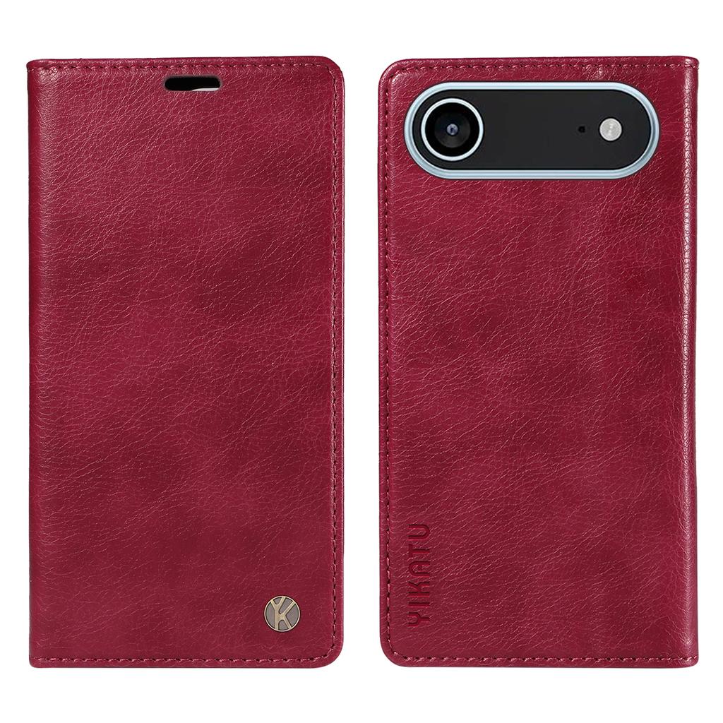 For iPhone 17 Air Wallet Case YIKATU YK-006 Magnetic Closure Leather Phone Cover Litchi Texture