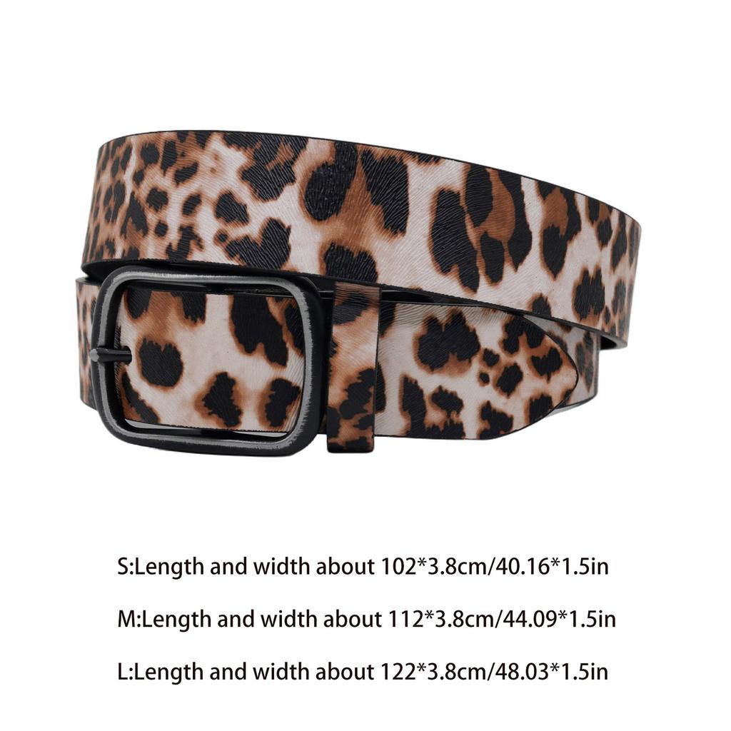 All Matching Leopard Pattern Belt for Women and Girl Simple Rectangle Buckle Waist Belt for Blouses Dresses and Coats