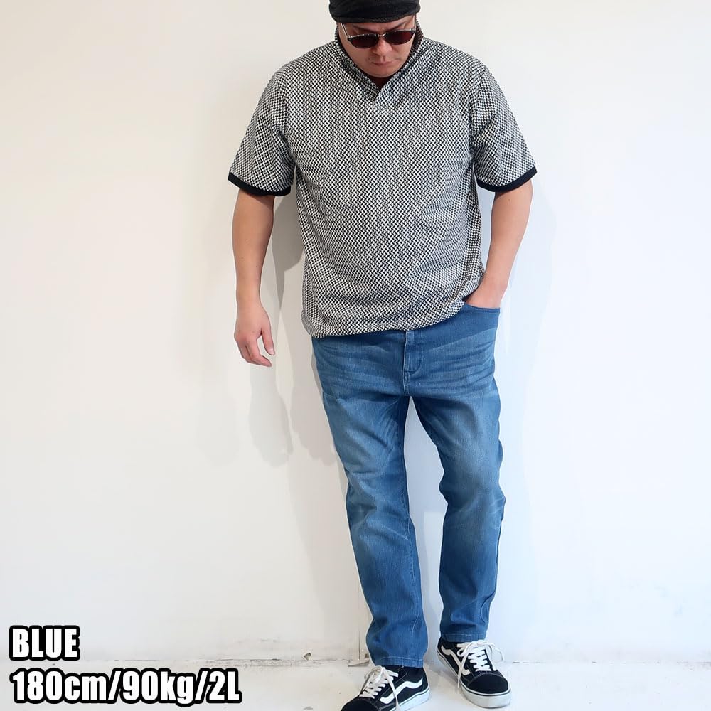 Men's Plus Size Stretch Chino Pants, Denim, Easy Pants, Sizes 2L, 3L, 4L, 5L, King Size, 10001035 (5L, Blue)