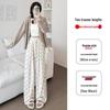 High Waist Beige Glutinous Rice Pants - Petite Wide-Leg with Bow, 145cm, for Women, Spring/Autumn