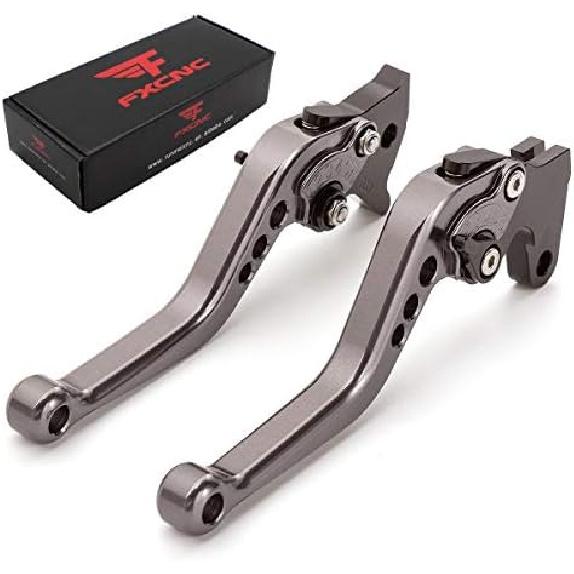 

FXCNC Motorcycle Adjustable Brake Clutch Levers Compatible with Himalayan 2018-2021,Classic 350CC 500CC, Himalayan 400 Gray Lever with Black Adj