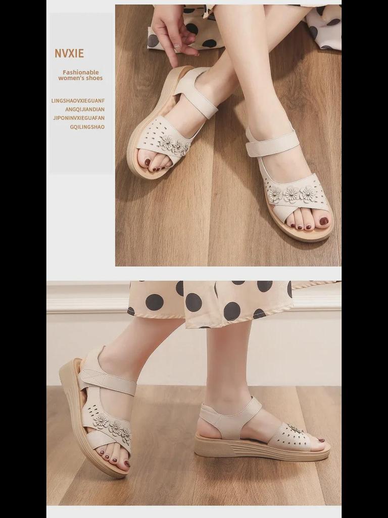 Mom's 2025 Neue rutschfeste Sandalen mit weicher Sohle für Frauen mittleren Alters – bequeme Sommerkleidung für draußen