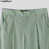 INCERUN 2PCS Men Lapel Neck Corduroy Short Sleeve Shirt Long Straight Pants Sets Outfits