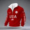USA Anniversary Men's Casual Letter Print Long-Sleeve Zip-Up Cardigan