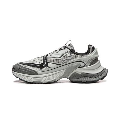 Li Ning Xingji Dämpfend Abriebfest Atmungsaktiv Niedrig geschnitten Klobige Sneaker Herren Grau Schwarz AGCW087-4