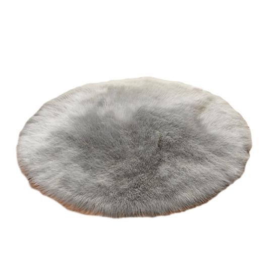 Furry Round Floor Mat Plush Soft Bedroom Rug Solid Color Machine Washable Fluffy Area Rug for Kids Rooms Nursery Living Room