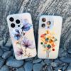 Malowanie Tuszem Kwiatowy Etui na Telefon dla iPhone 16 15 14 13 12 11 Pro Max 16 15 14 Plus 13 Mini Odporne na Wstrząsy Laserowe Tylne Pokrowce Funda