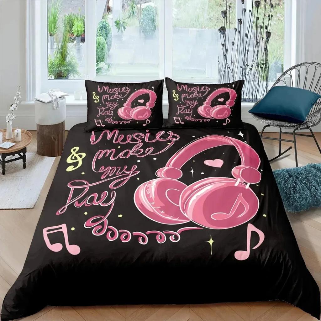 Rock Music King Queen Duvet Cover Electric Guitar Punk Style Bedding Set Youth Fashion Hip Hop Polyester Comforter Cover