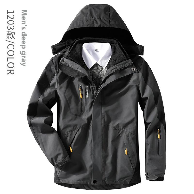 Camouflage Men’s Jackets 3 In 1 Waterproof Winter Jackets Windproof Hooded with Inner Fleece Coat