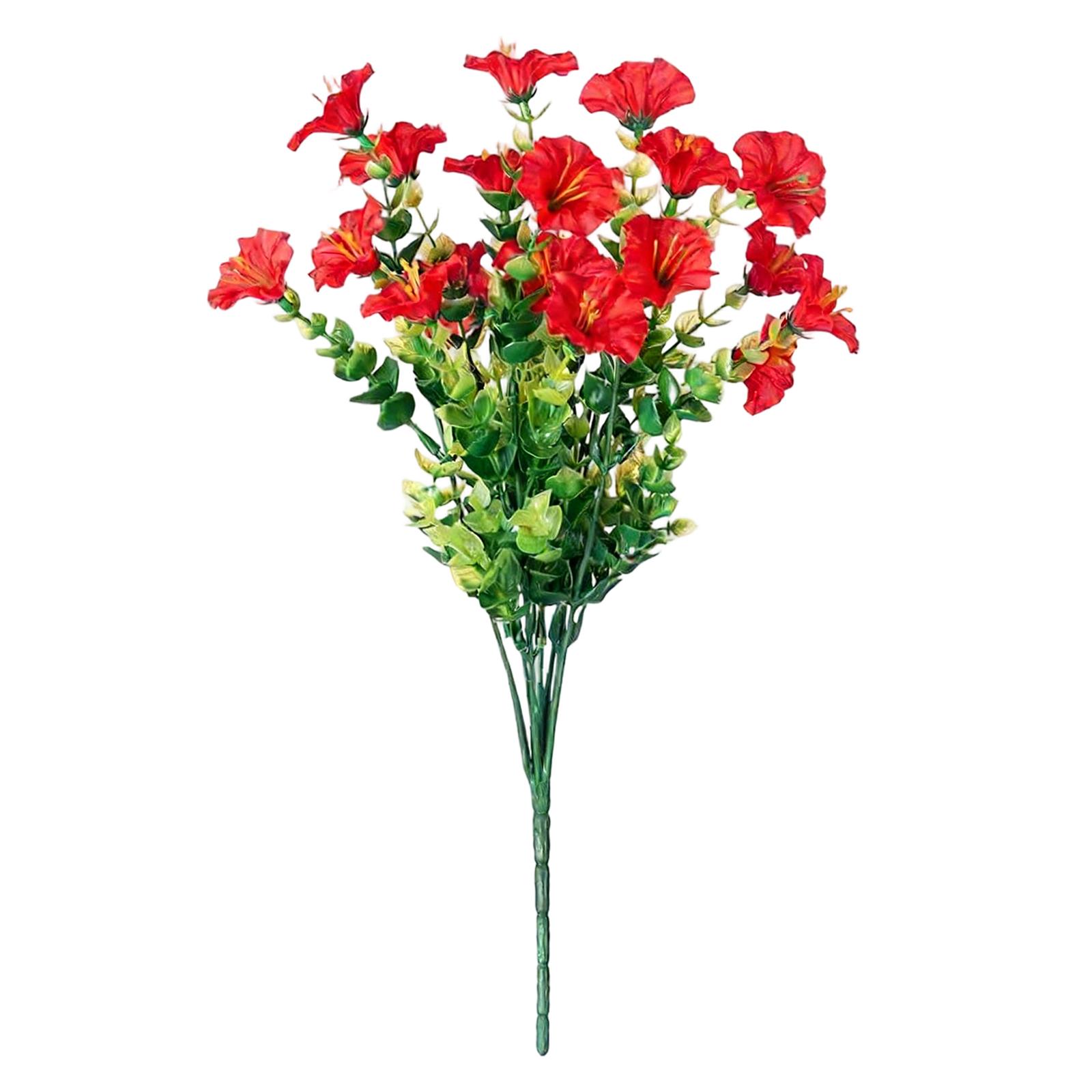 Искусственные уличные цветы, Имитация шелка, Утренние цветы с листьями, Доступны в различных цветах, Подходят для крыльца, Патио, Террасы, Сада One Size