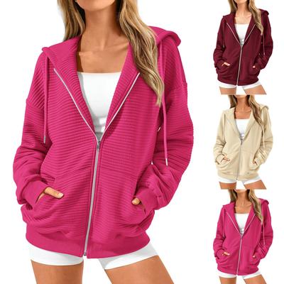 Women's Full Zip Up Hoodie Long Sleeve Hooded Sweatshirts Pockets Jacket Coat For Women